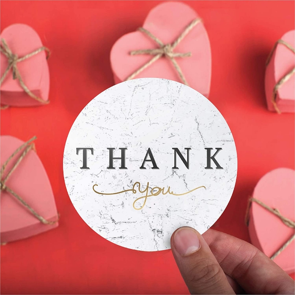 Marble & Gold Thank You Stickers [60]